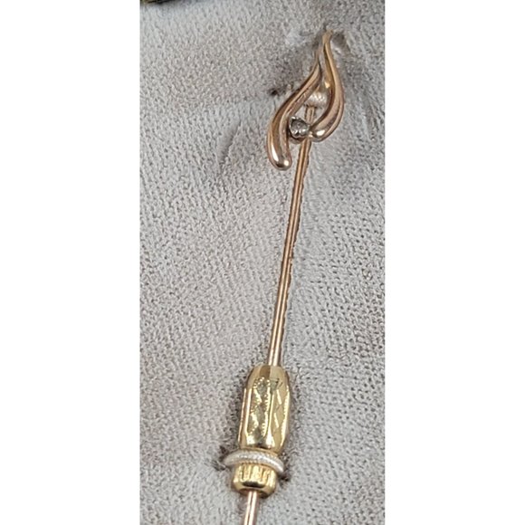 Krementz & Co Wishbone Jewelry Stick Pin 14KT Yellow Gold Overlay Crystal VTG - Picture 14 of 16